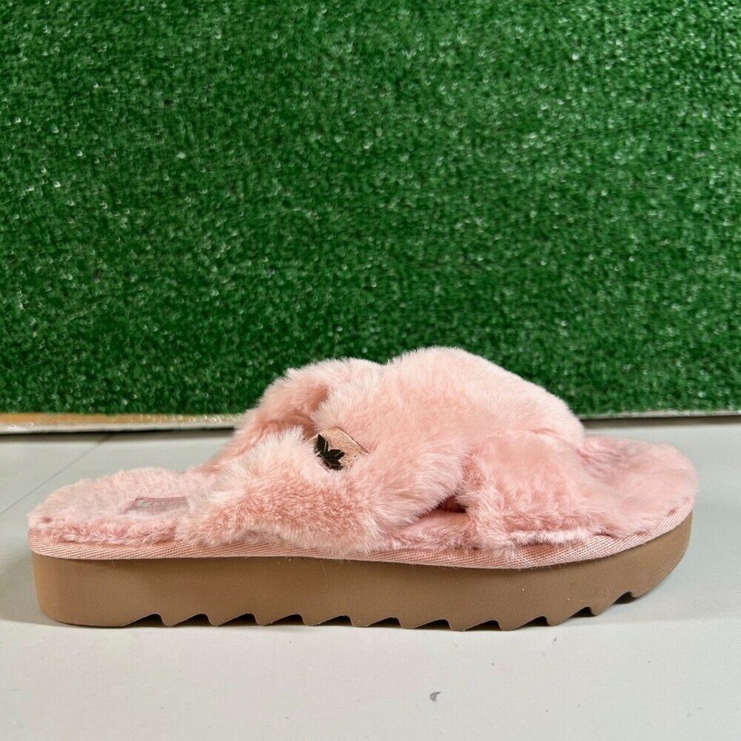 Koolaburaa Ugg Furr-ah Fluff Slides Pink Faux Fur Open Toe Slip On Womens 7