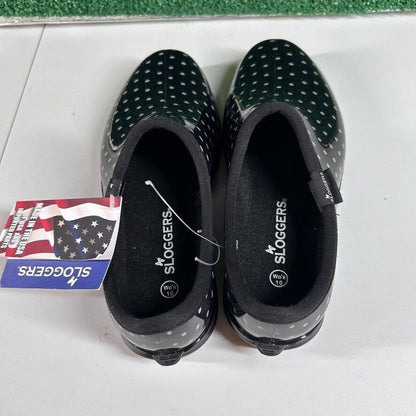Sloggers Waterproof Garden Shoes Clogs Polka Dot Rain Shoe Black White Womens 10