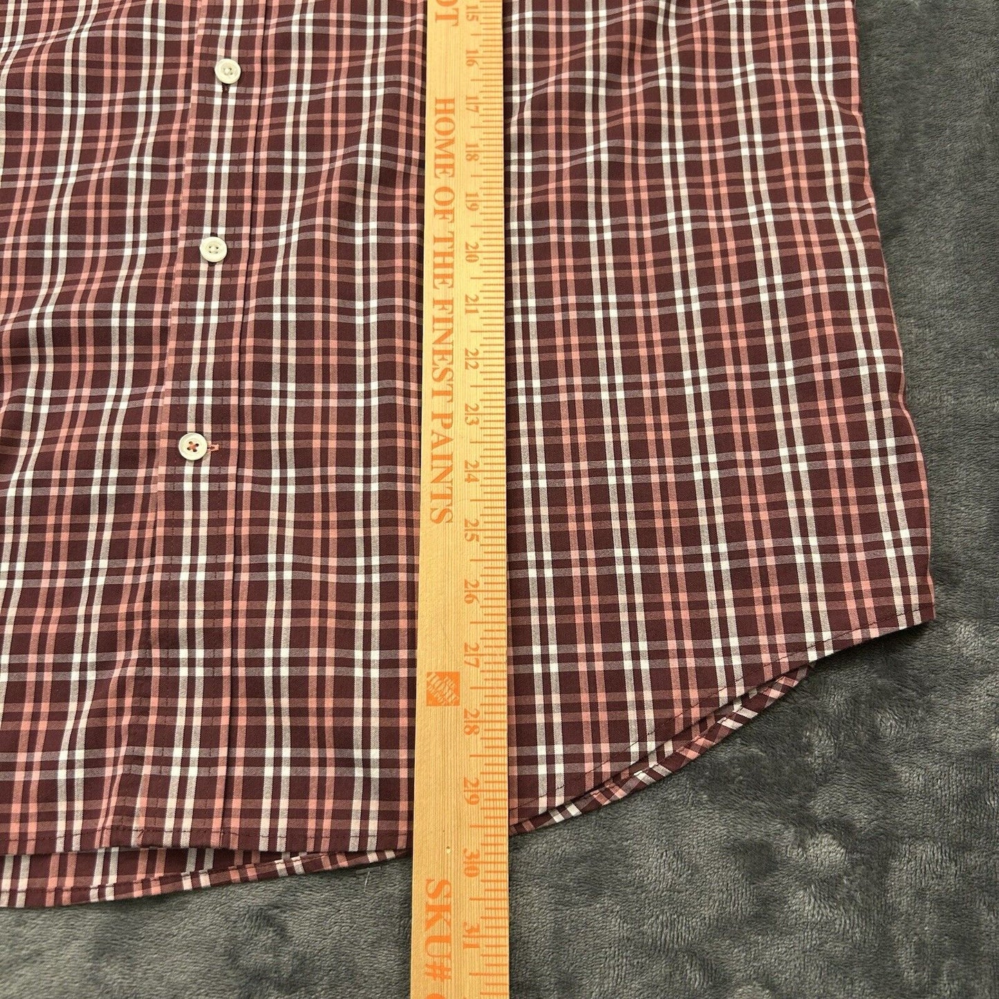 IZOD Shirt Mens Large Red White Plaid Button Up Long Sleeve Stretch Casual Work