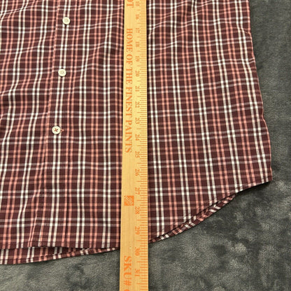 IZOD Shirt Mens Large Red White Plaid Button Up Long Sleeve Stretch Casual Work