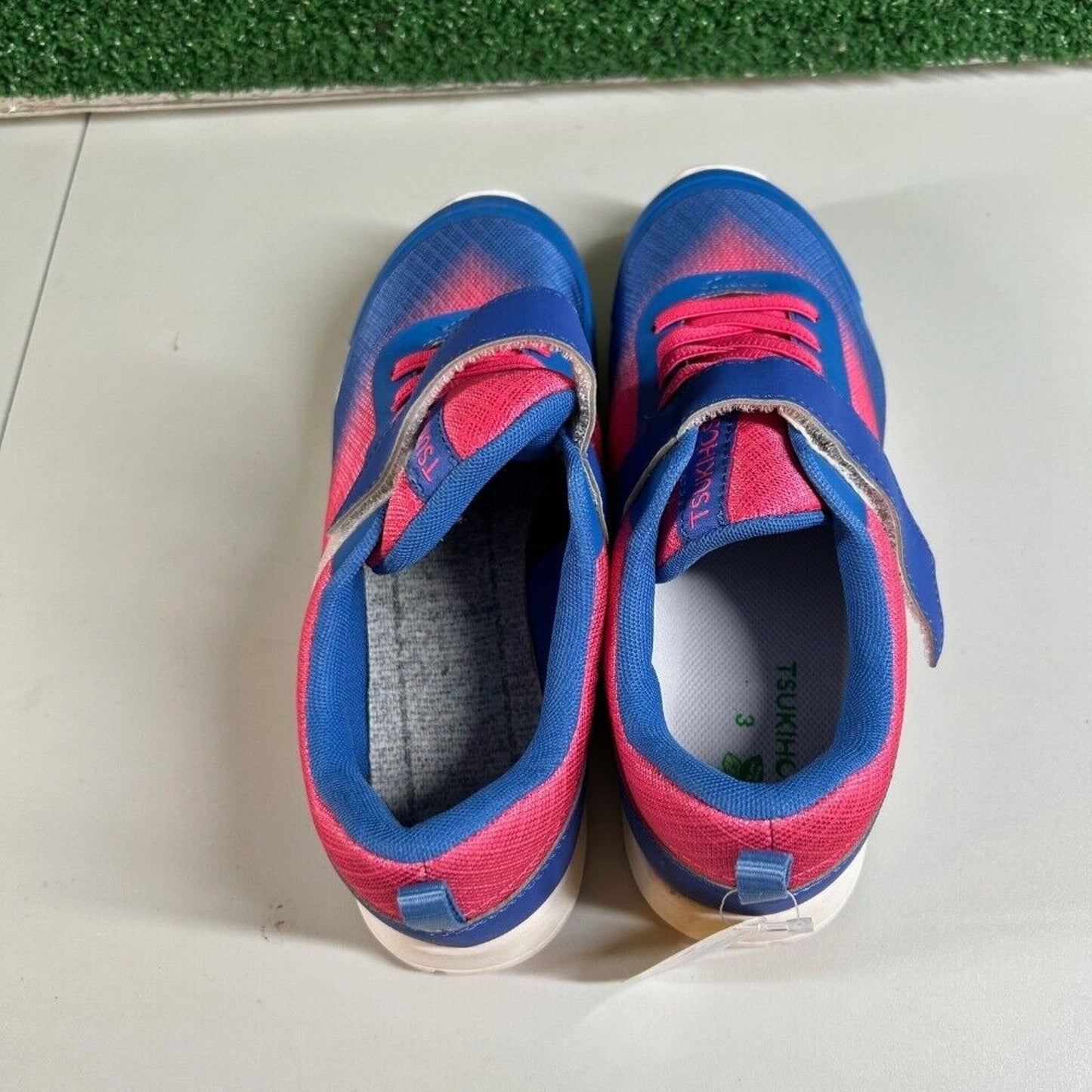 Tsukihoshi Kids Racer Sneakers Pink & Blue Hook and Loop Closure Youth 3Y