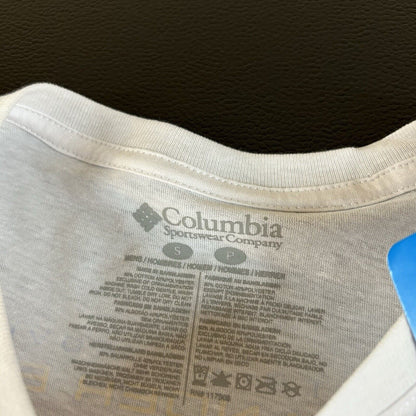 Columbia Shirt Mens Small White Long Sleeve Car Outdoor Graphic Tee Casual New