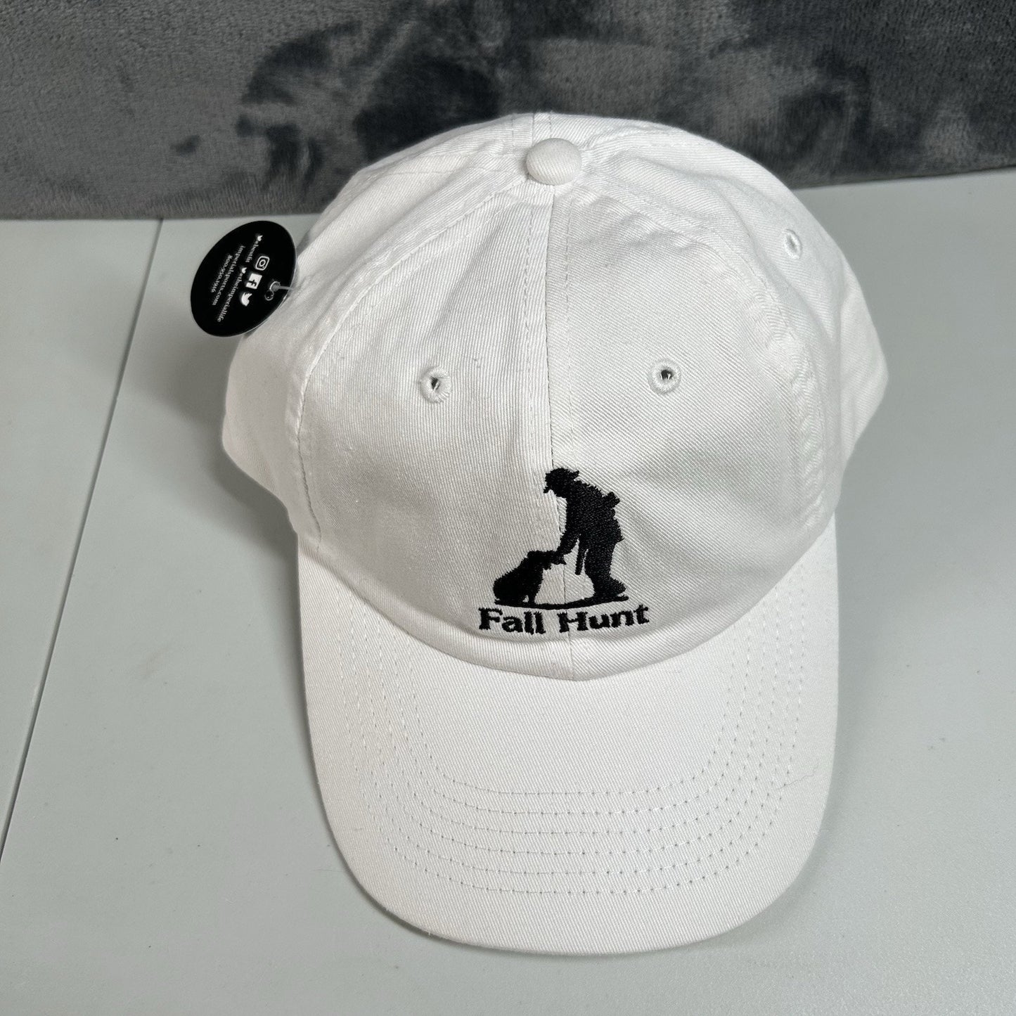Fall Hunt Hat Cap Mens Strap Back White Black Hunter Hunting Dog Adjustable New