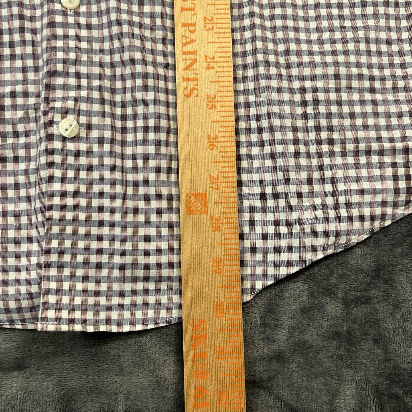 Kenneth Cole Dress Shirt Mens 16 34/35 Purple Blue Check Button Up Slim Fit