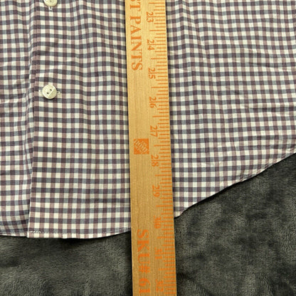 Kenneth Cole Dress Shirt Mens 16 34/35 Purple Blue Check Button Up Slim Fit