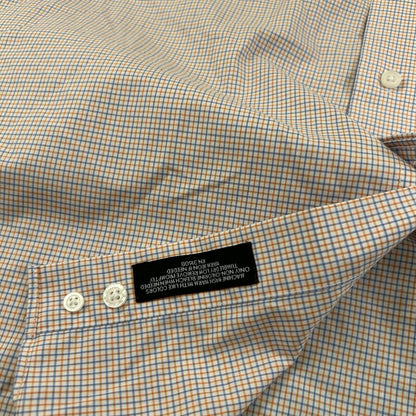 Jos a Bank Shirt Mens Extra Large Blue Orange Check Button Up Short Sleeve Work