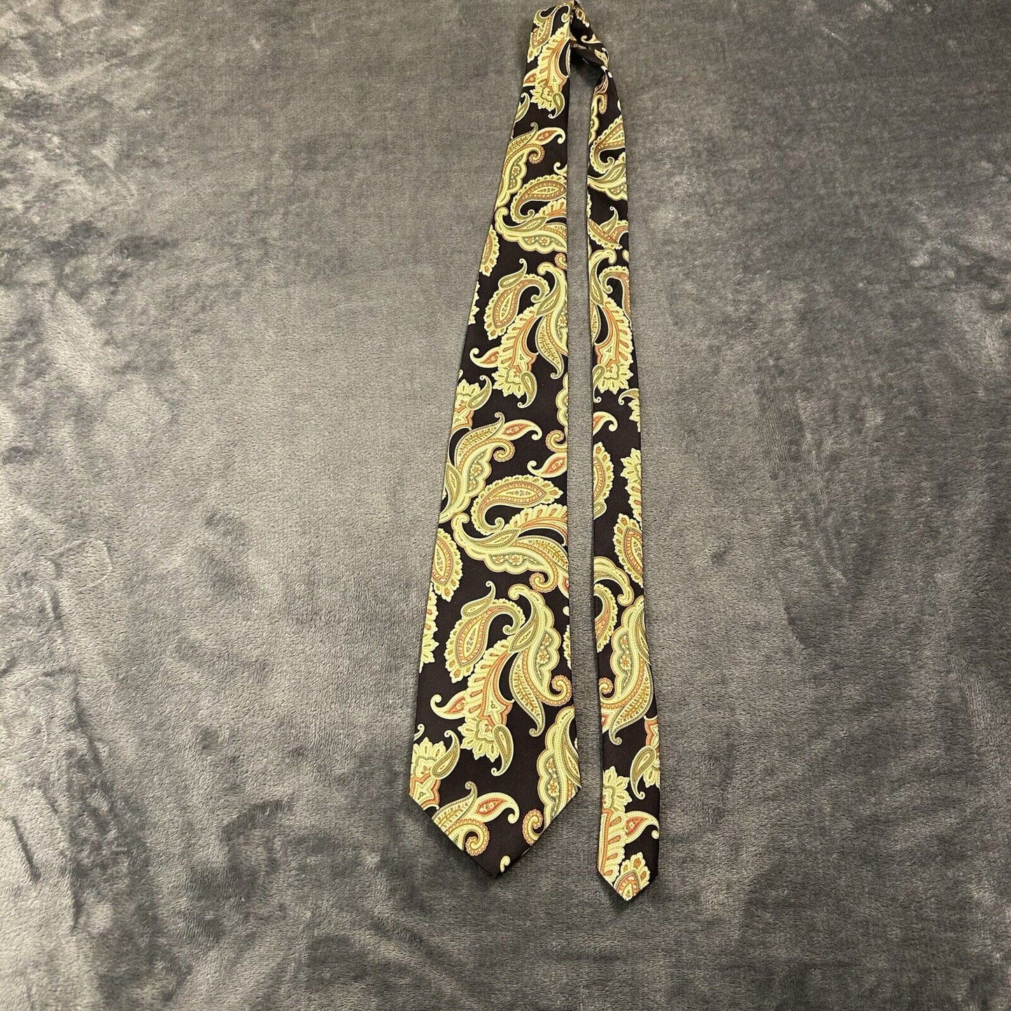 Ralph Lauren Chaps Tie Mens Black Green Paisley Silk 57” Necktie Formal Work