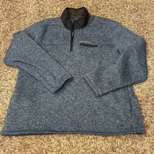 Eddie Bauer Fleece Sweater Mens XXL 2XL Blue Pullover Quarter Zip Outdoor