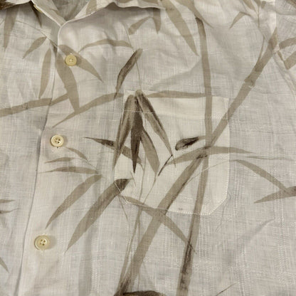 Tommy Bahama Shirt Mens Extra Large White Brown Floral Button Up Linen Hawaiian