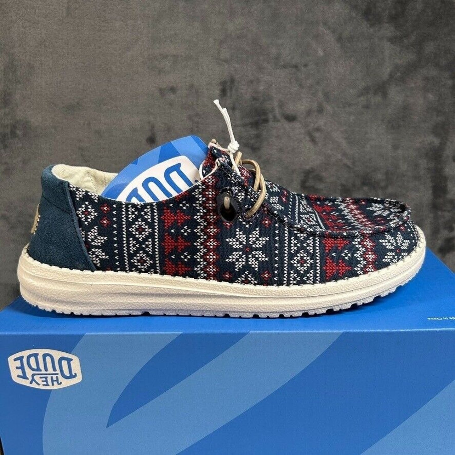 Hey Dude Wendy Winter Sweater Slip On Loafers Casual Shoes Blue Womens 8 New