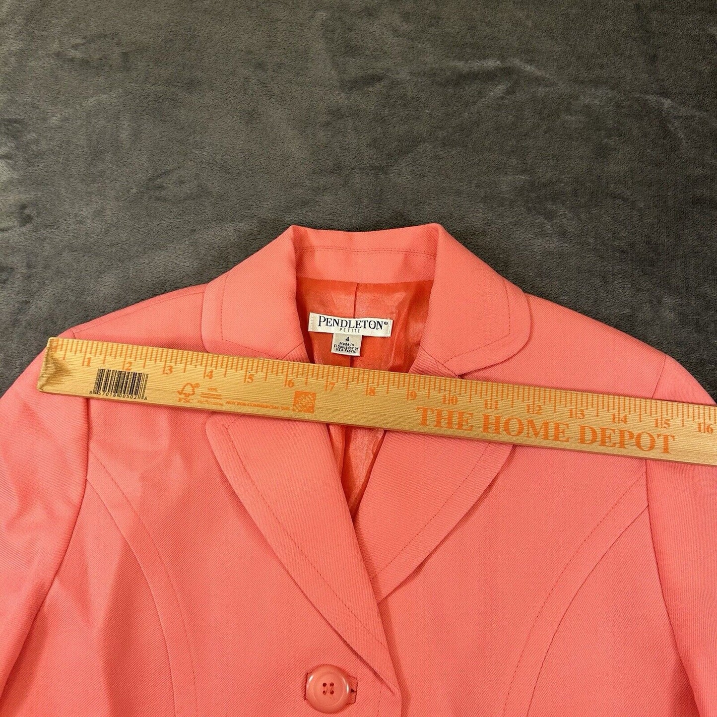 Pendleton Blazer Womens 4 Petite Peach Pink Jacket Virgin Wool Vintage 4 Button