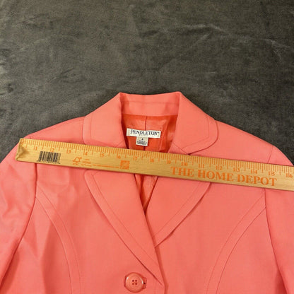 Pendleton Blazer Womens 4 Petite Peach Pink Jacket Virgin Wool Vintage 4 Button