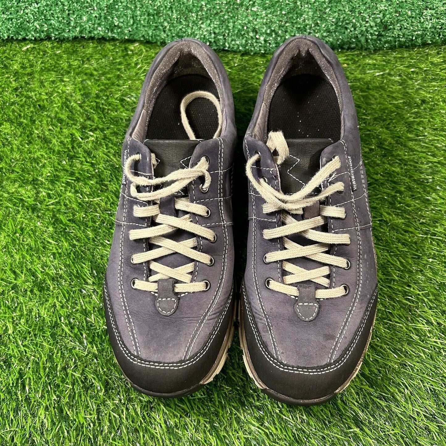 Clarks Wave Walk Womens 8.5 N Blue Beige Leather Shoes Sneakers Hiking Outdoor