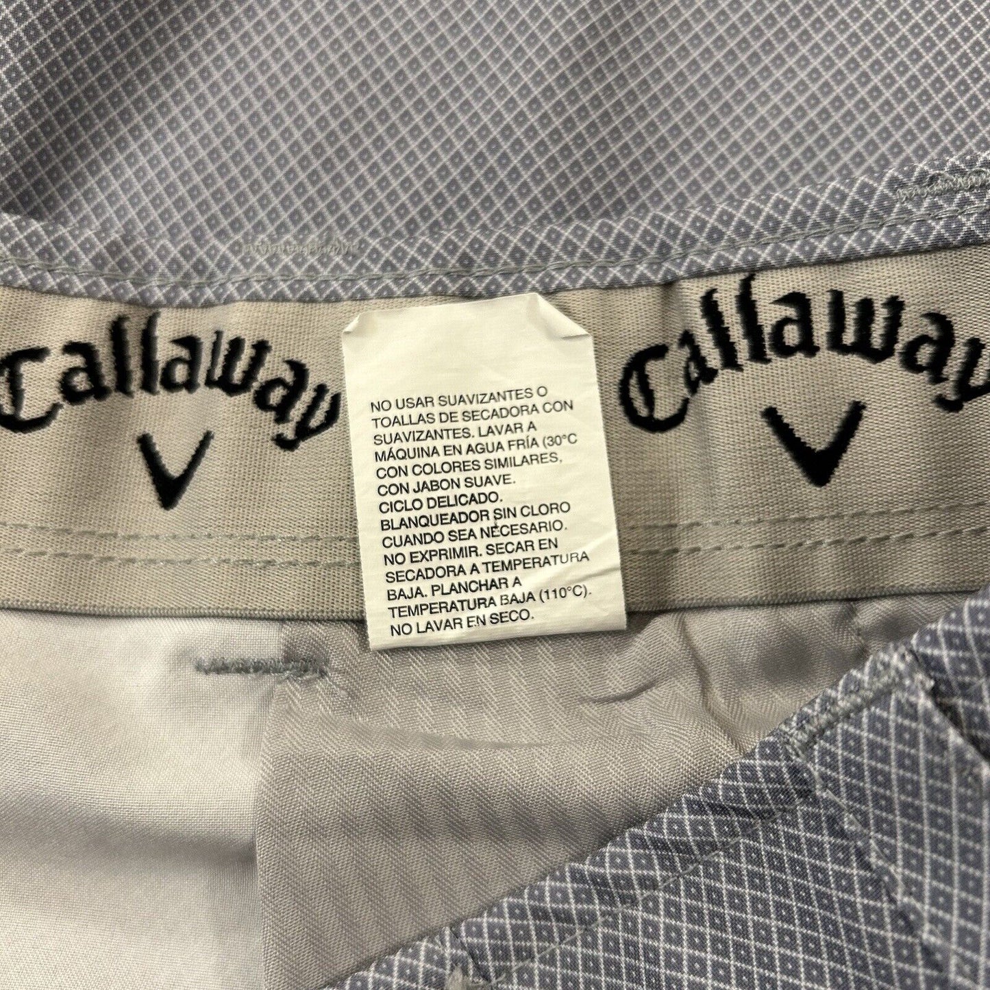 Callaway Shorts Mens 40 Gray White Diamond Golf Casual Golfing 9.5" Inseam