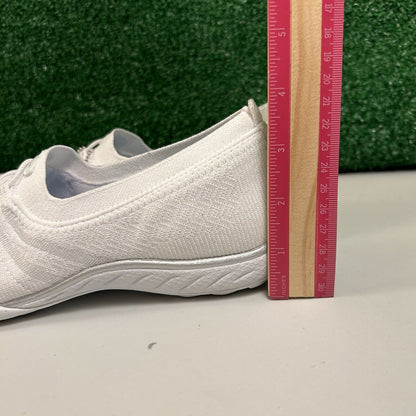 Skechers Breathe Easy Loafers Womens 7 M White Shoes Slip On Comfort Walking NEW