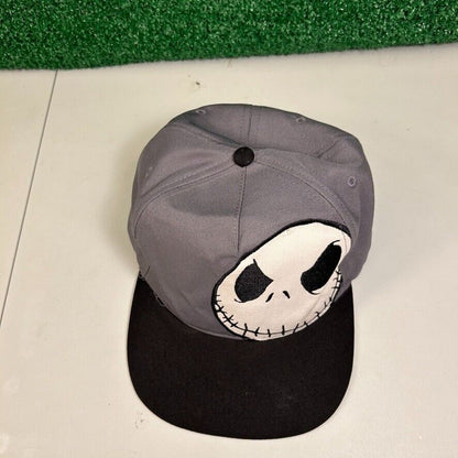 Disney Nightmare Before Christmas Hat Cap Mens Snapback Gray Black Skeleton