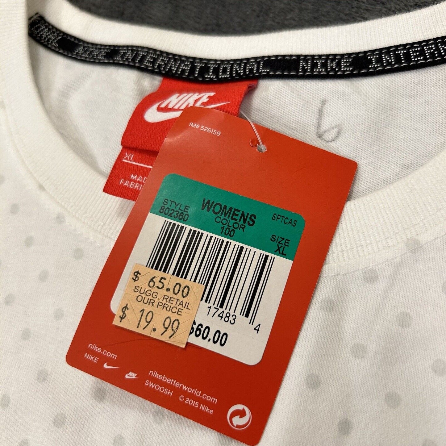 Nike International Tank Top Womens Extra Large White Polka Dot Shirt Casual NEW