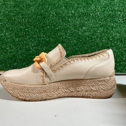 Dolce Vita Jhenee Espadrille Platform Sneaker Chain Slip On Shoes Beige Women 10