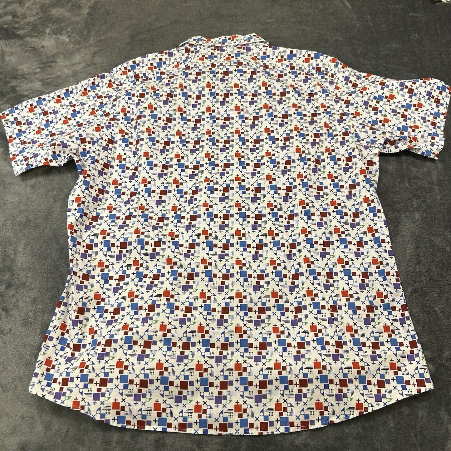 Cremieux Shirt Mens Extra Large White Geometric Button Up Short Sleeve NEW $59