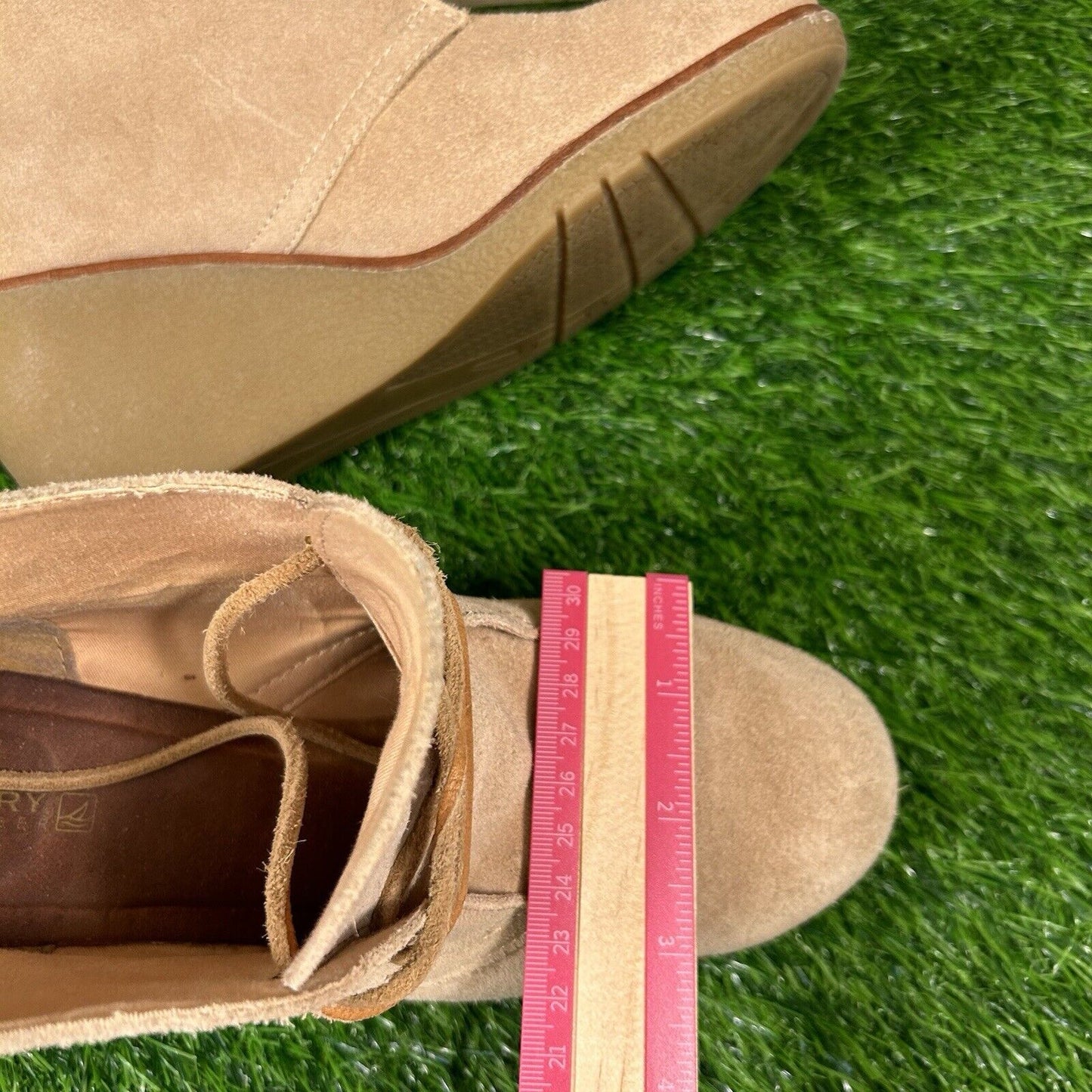 Sperry Harlow Boots Womens 8 M Brown Suede Leather Ankle Booties Casual Wedge