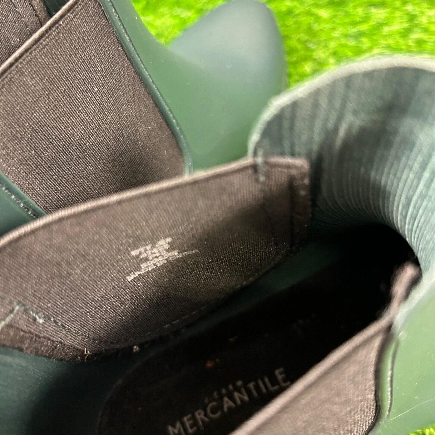 J Crew Chelsea Rain Boots Womens 8 Green Bootie Waterproof Mercantile Pull On