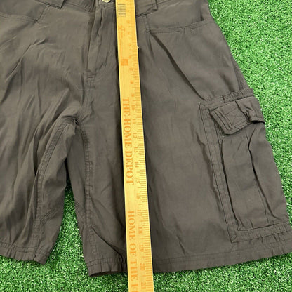 Eddie Bauer Cargo Shorts Mens 32 Gray Casual Outdoor Hiking Trail Nylon Stretch