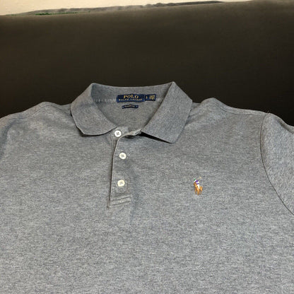 Polo Ralph Lauren Polo Shirt Mens Large Gray Classic Fit Flesh Pony Short Sleeve