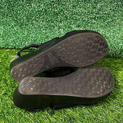 Dansko Addison Sandals Womens 8 M Black Patent Leather Wedge Ankle Strap Outdoor