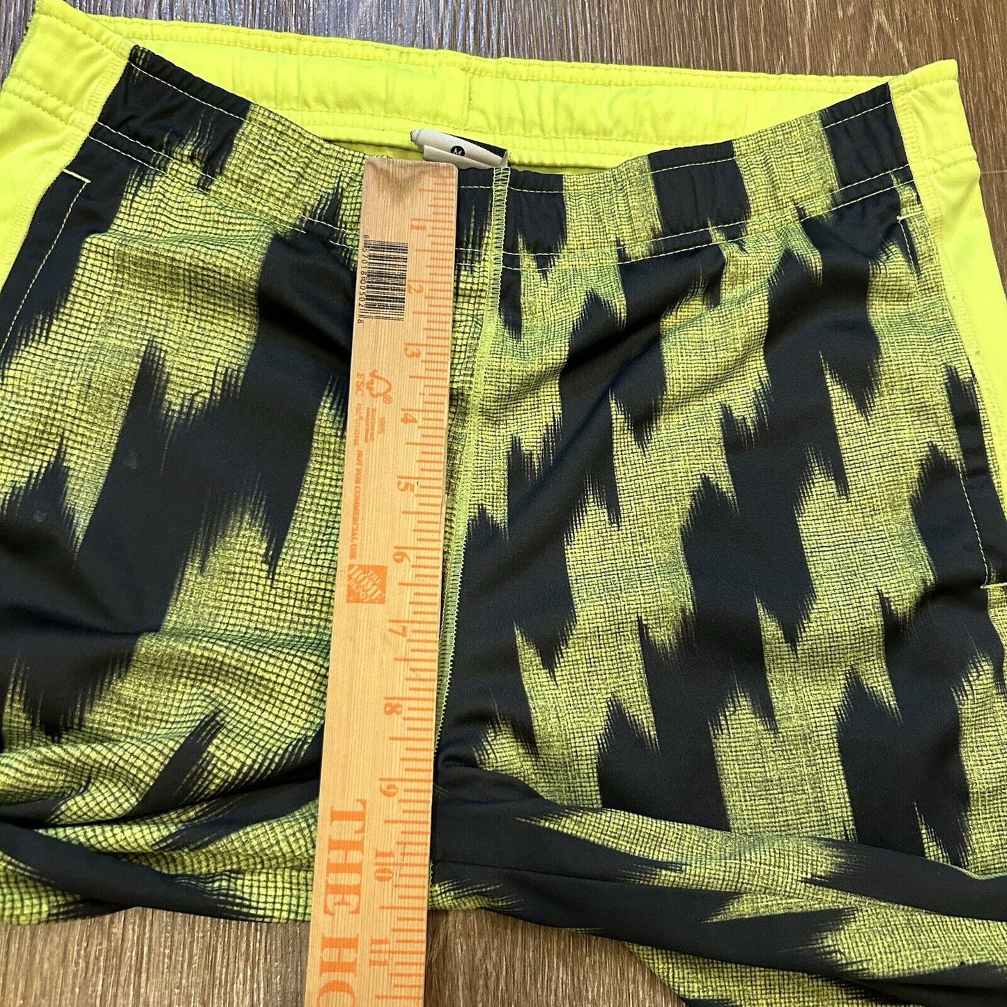 Nike Shorts Mens Medium 29" Neon Green Black Striped Dri-Fit Basketball Athletic