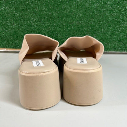 Steve Madden Slinky 30 Platform Sandals Slides Beige Chunky Heel Y2K Womens 6