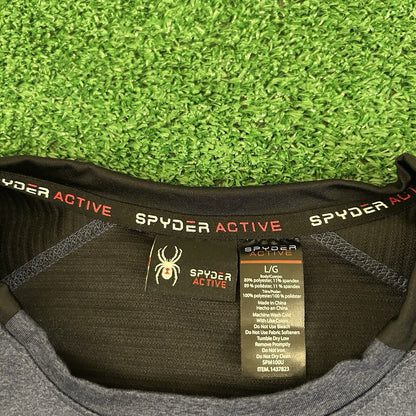Spyder Active Shirt Mens Large Navy Long Sleeve Athletic Stretch Running Outdoor