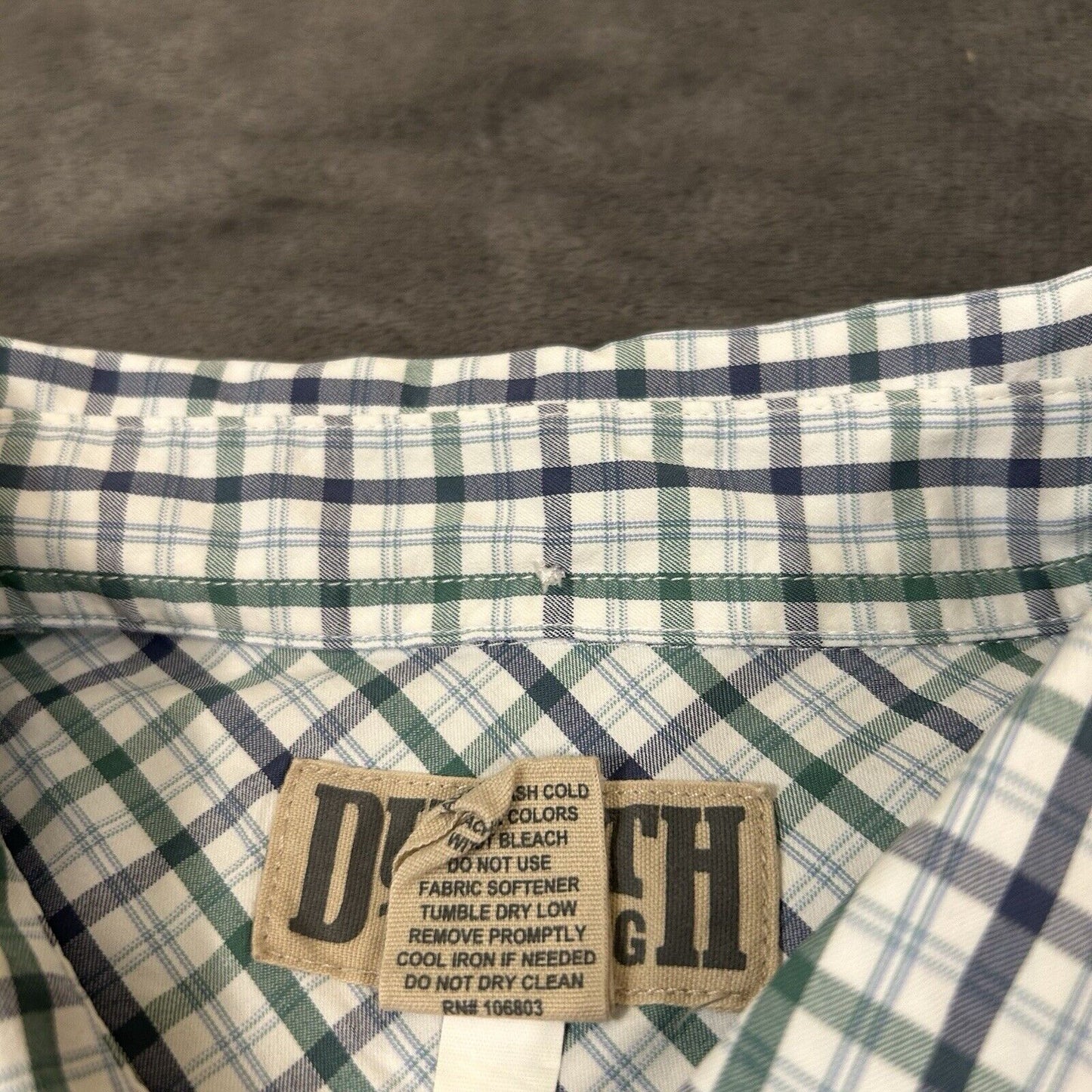 Duluth Trading Shirt Mens Extra Large White Green Check Button Up Nylon Stretch