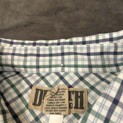 Duluth Trading Shirt Mens Extra Large White Green Check Button Up Nylon Stretch
