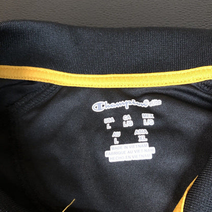 Iowa Hawkeyes Polo Shirt Mens Large Black Yellow Short Sleeve Champion Elite