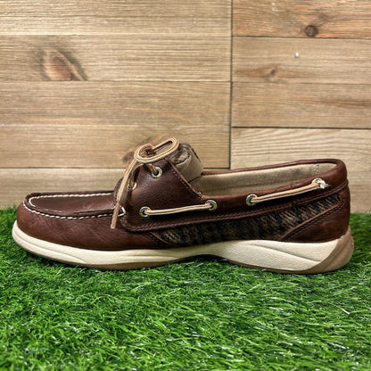 Sperry Top Sider Loafers Womens 10 M Brown Leather Boat Shoes Wool Casual 2 Eye