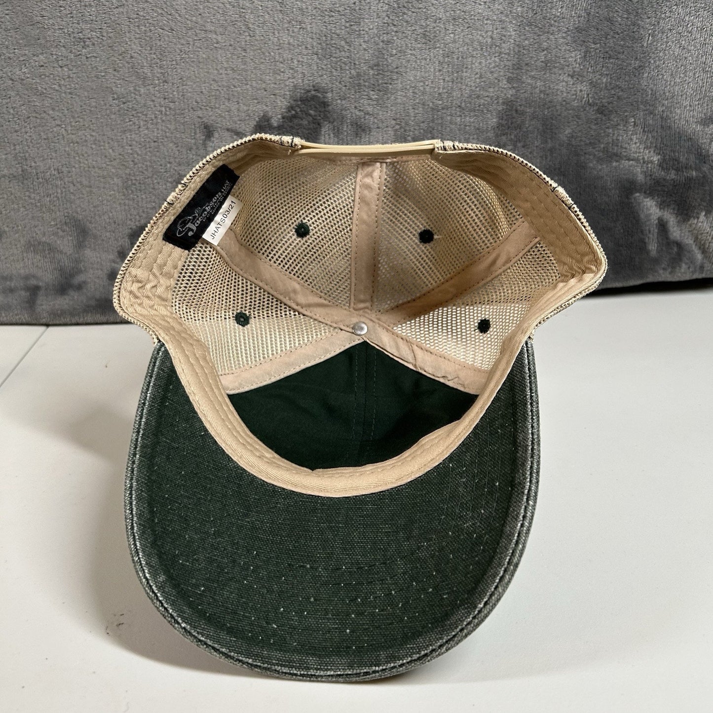 Lookout Mountain Trucker Hat Cap Mens Snapback Green Tan Patch Logo Adjustable