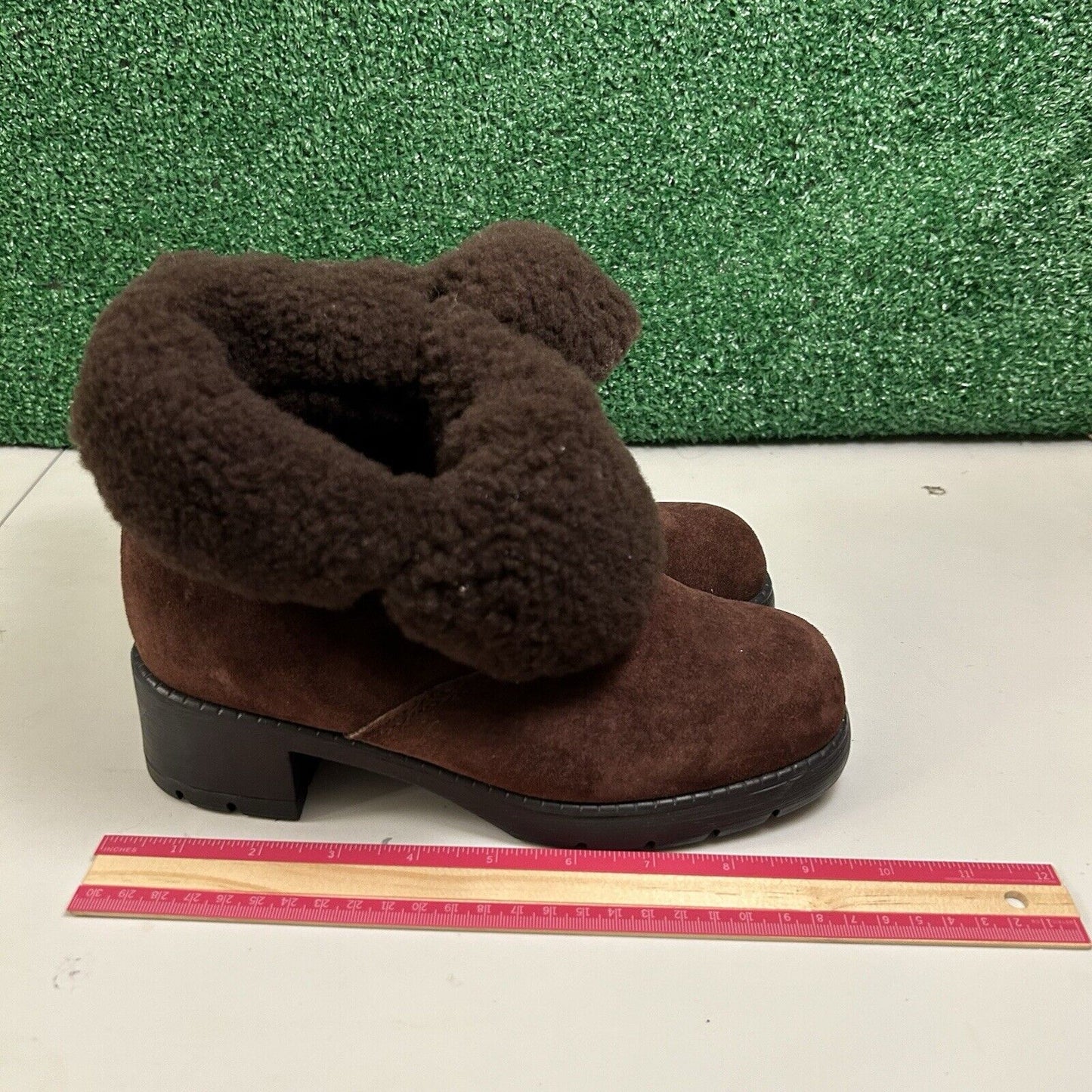 Sorel Combat Ankle Boots Womens 6.5 M Brown Leather Outdoor Fur Trim Comfort