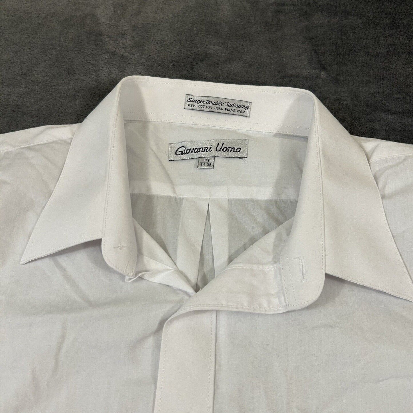 Giovanni Uomo Dress Shirt Mens 18.5 34/35 White Button Up Long Sleeve Formal