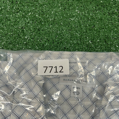 Banana Republic Dress Shirt Mens Large White Blue Diamond Button Up Long Sleeve