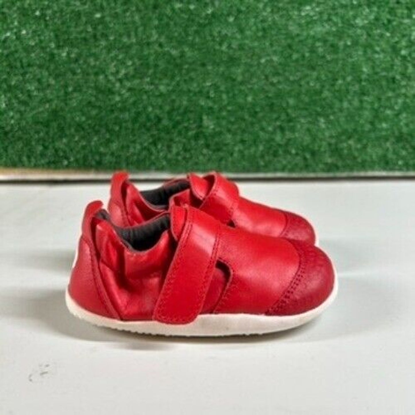 Bobux Soft Sole Shoes First Walker Leather Red Strap Toddler Shoes 3.5C / 20EU