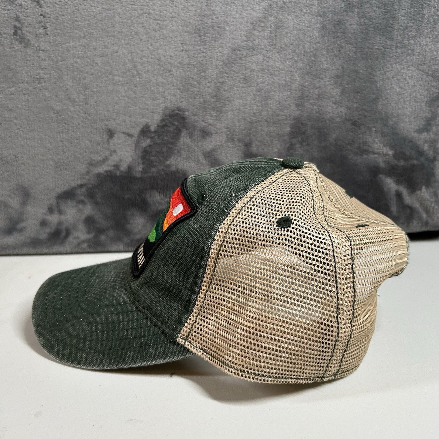 Lookout Mountain Trucker Hat Cap Mens Snapback Green Tan Patch Logo Adjustable
