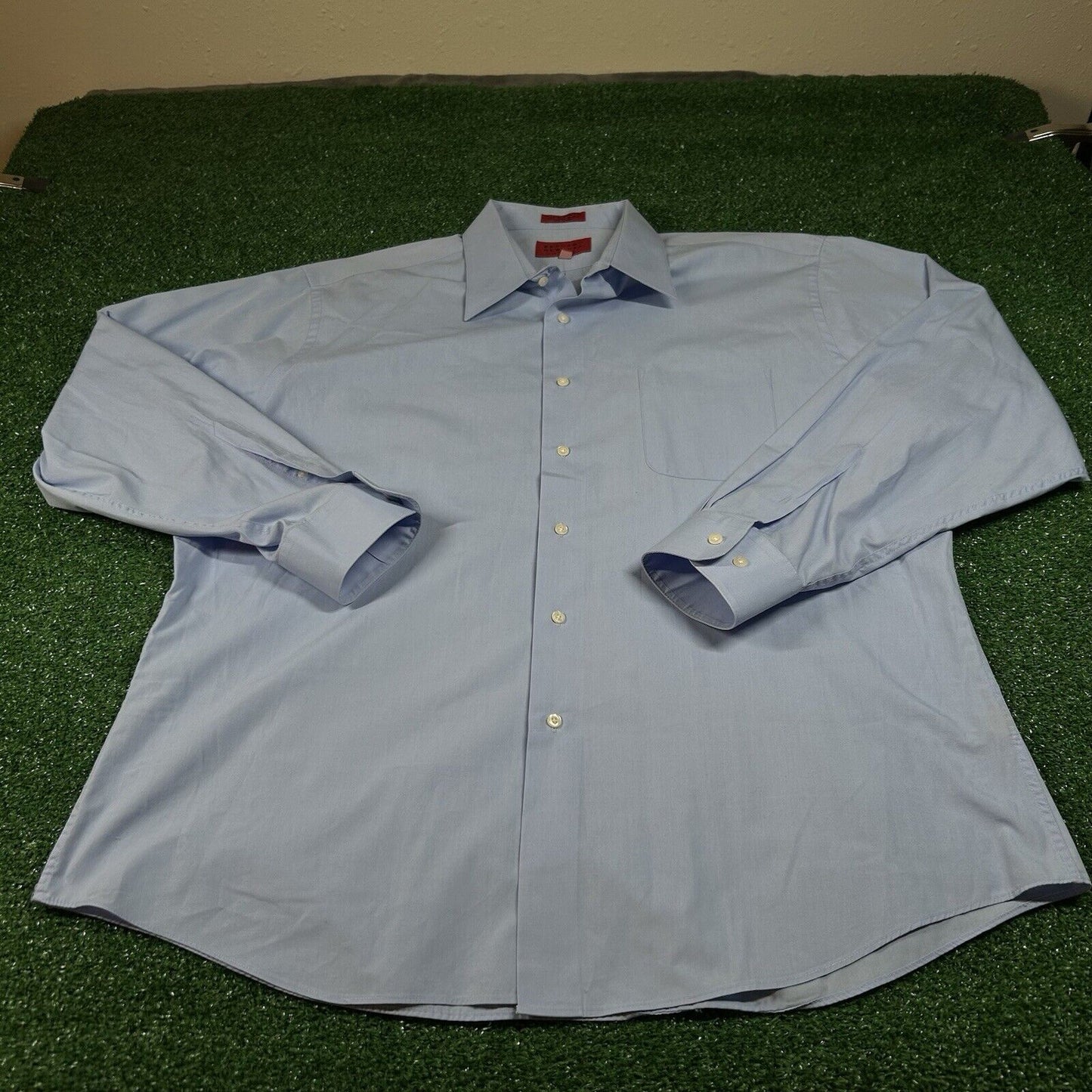 Bergamo New York Shirt Mens XXL 2XL Blue 18-18.5 34/35 Button Up Long Sleeve