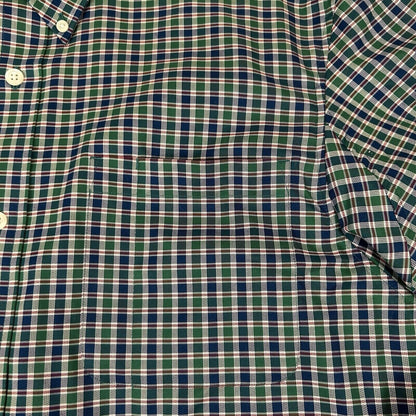 Duluth Trading Shirt Men Large Green Blue Check Button Up Long Sleeve Colorful