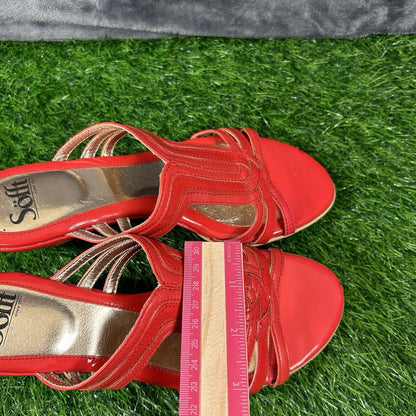 Sofft Sandals Womens 8 M Leather Strappy Wedge Slip On Casual Comfort Outdoor