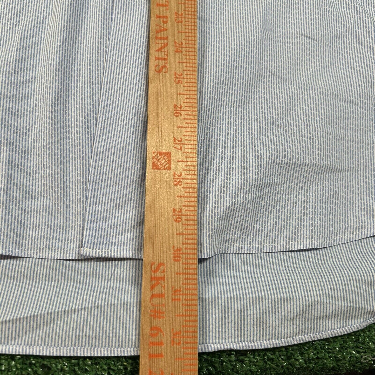 Van Heusen Shirt Men 18.5 34/35 Blue White Striped Stretch Button Up Long Sleeve