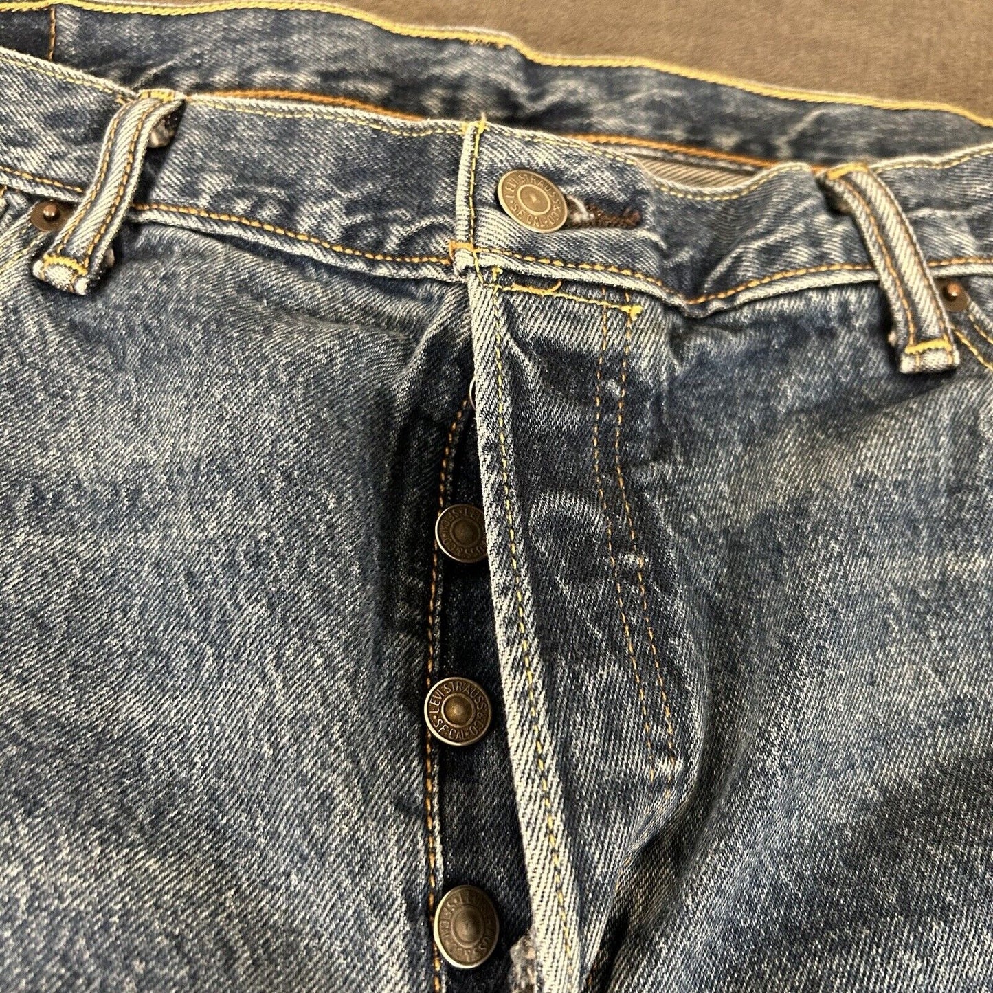 Levis 501 Jeans Mens 36x34" Blue Button Fly Straight Leg Denim Pants Casual Work