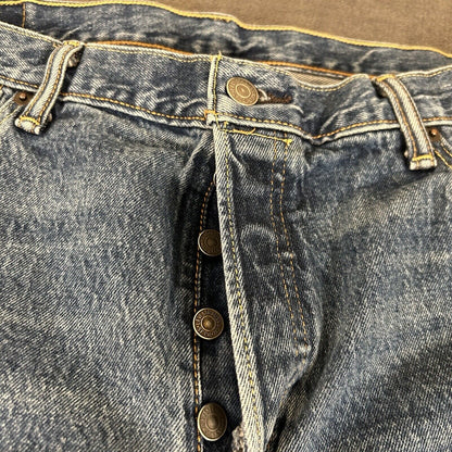 Levis 501 Jeans Mens 36x34" Blue Button Fly Straight Leg Denim Pants Casual Work