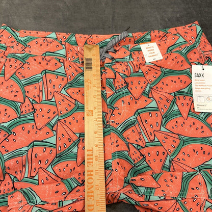 SAXX Betawave 2N1 Board Shorts Men 38" Red Watermelon AOP Drawstring Swim NEW
