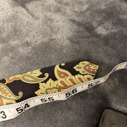 Ralph Lauren Chaps Tie Mens Black Green Paisley Silk 57” Necktie Formal Work