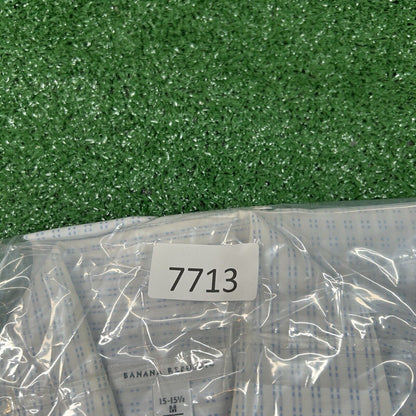 Banana Republic Shirt Mens Medium White Blue Geometric Button Up Long Sleeve